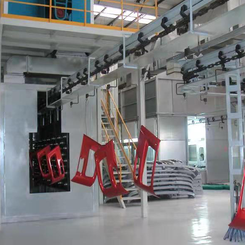 Línea de electroforesis y línea de secado para piezas pequeñas