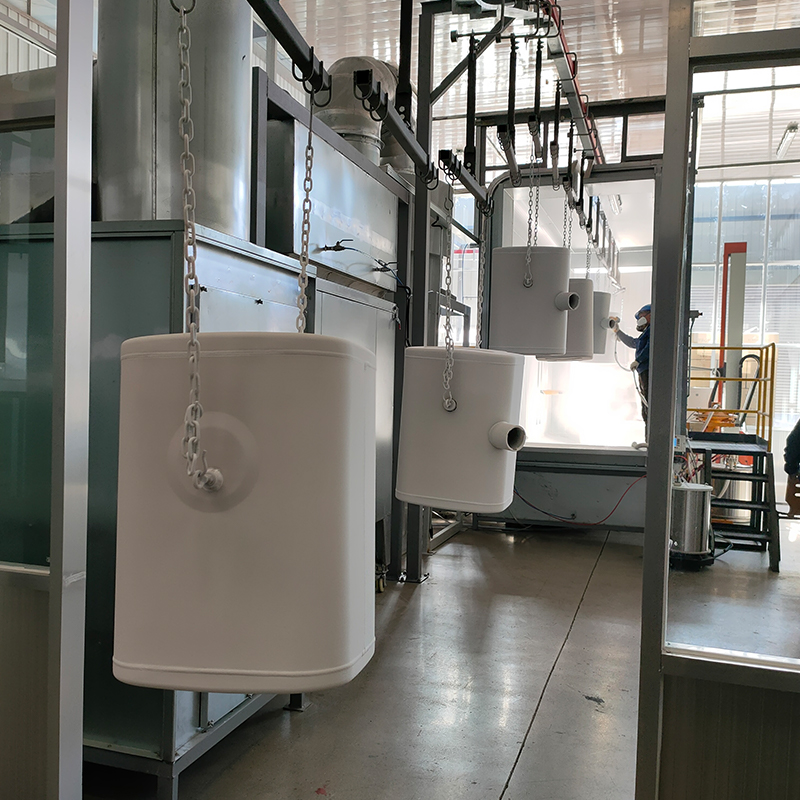 Línea de electroforesis y línea de secado para piezas pequeñas